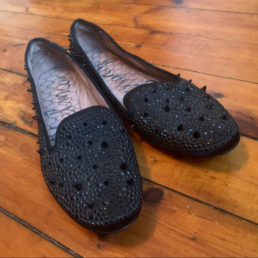 Satin and Spikes Leather Loafer Flat 🖤✨